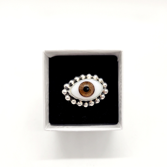 Brown Lover's Eye Sterling Silver Adjustable Ring - Picture 7 of 7